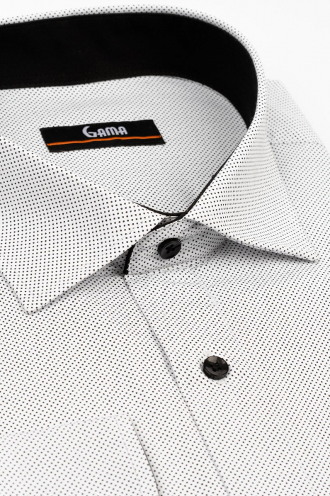 Camasa slim fit alba cu buline negre 2XL [2]