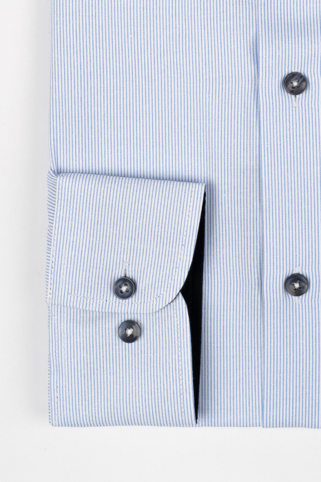 Camasa slim fit alba cu dungi bleu [2]