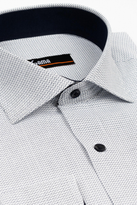 Camasa slim fit alba cu imprimeu bleumarin [2]