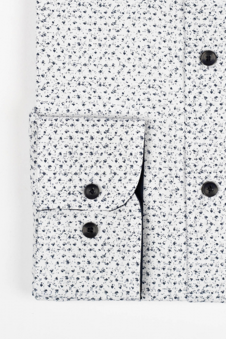 Camasa slim fit alba cu imprimeu bleumarin [3]