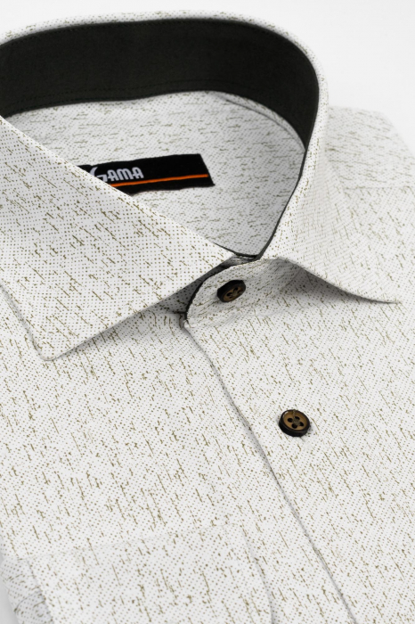 Camasa slim fit alba cu imprimeu verde [2]