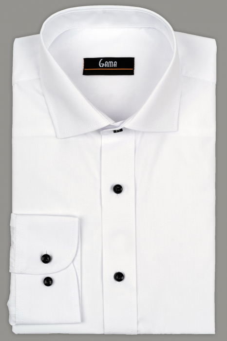 Camasa slim fit alba cu nasturi negri [2]