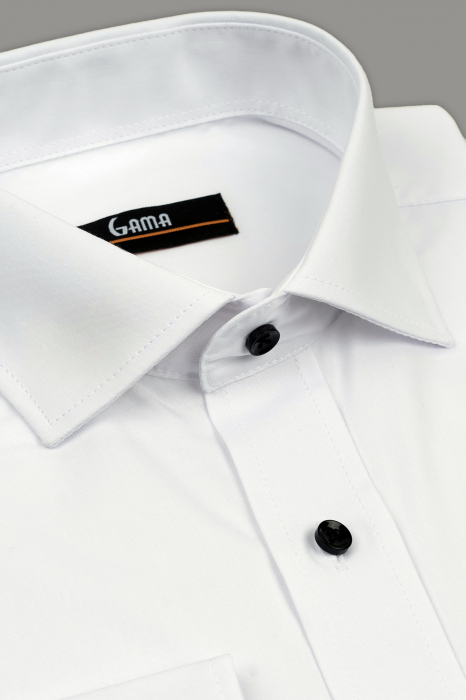 Camasa slim fit alba cu nasturi negri [4]