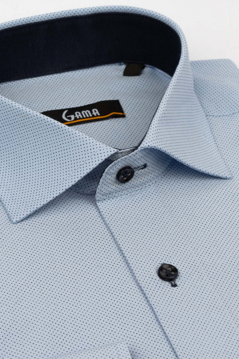 Camasa regular fit bleu cu picouri bleumarin 2XL-4XL [2]