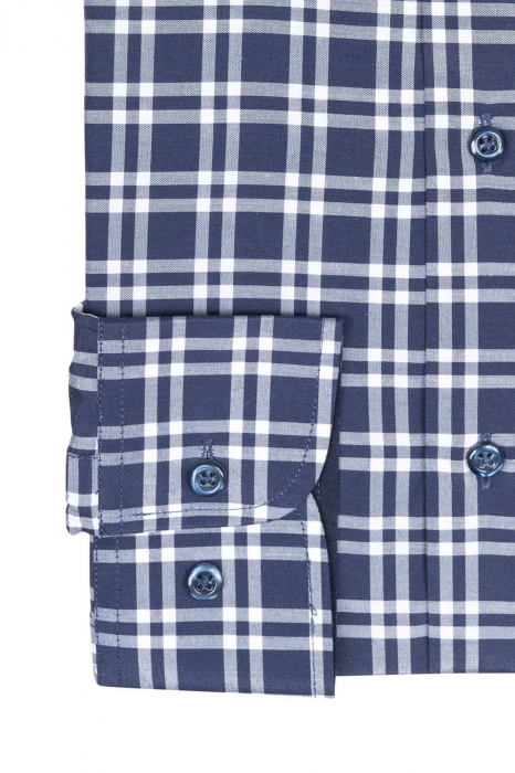 Camasa slim fit cu carouri bleumarin inchis [3]