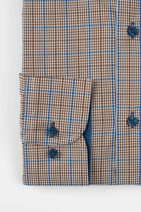 Camasa slim fit maro cu carouri mici [3]