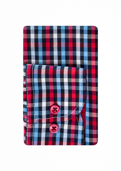 Camasa slim fit multicolora cu carouri [3]