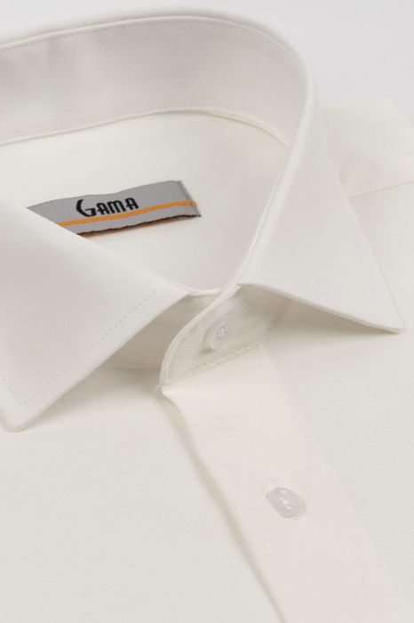 Camasa slim fit ecru clasica cu lycra [3]
