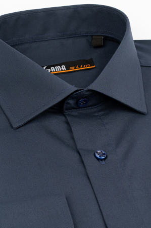 Camasa slim fit navy clasica cu lycra CONFORT - 2XL [2]