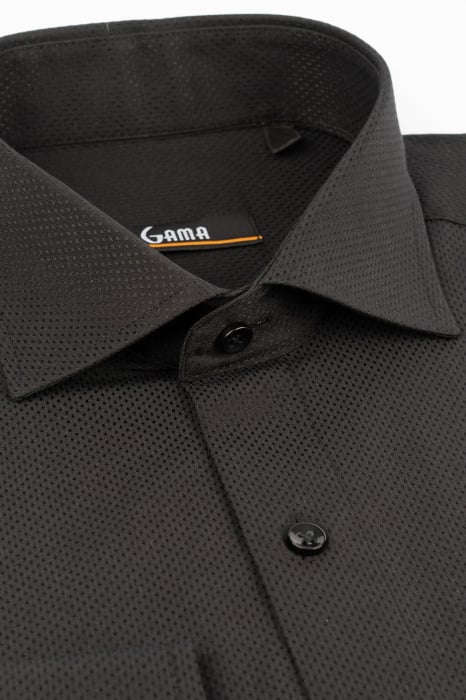 Camasa slim fit  neagra cu model in tesatura [2]