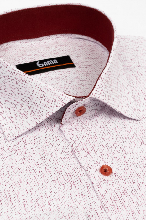 Camasa slim fit alba cu imprimeu rosu [2]