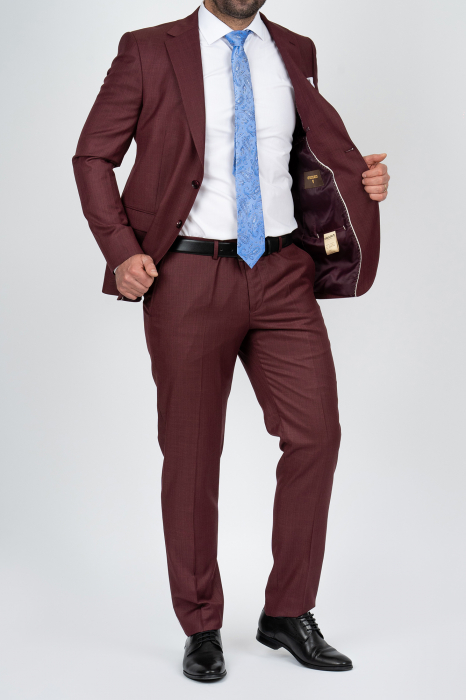 Costum barbati burgund-visiniu slim fit [4]