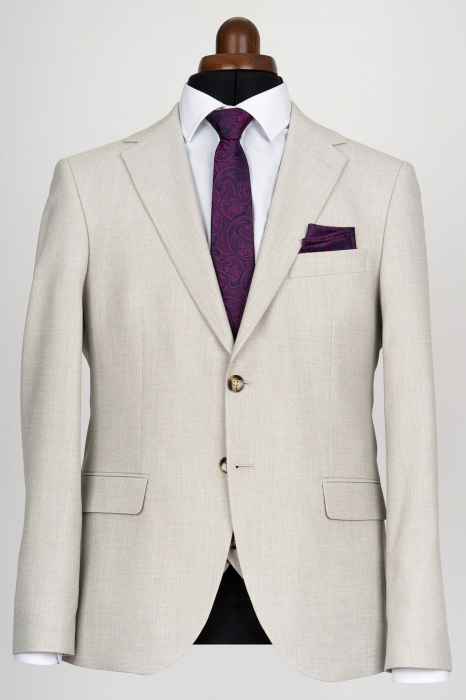 Costum barbati bej-deschis cu vesta slim fit [6]
