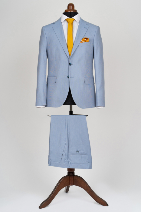 Costum barbati bleu-pepit slim fit [4]