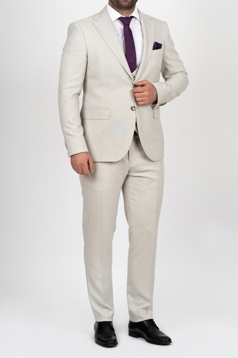 Costum barbati bej-deschis cu vesta slim fit [2]