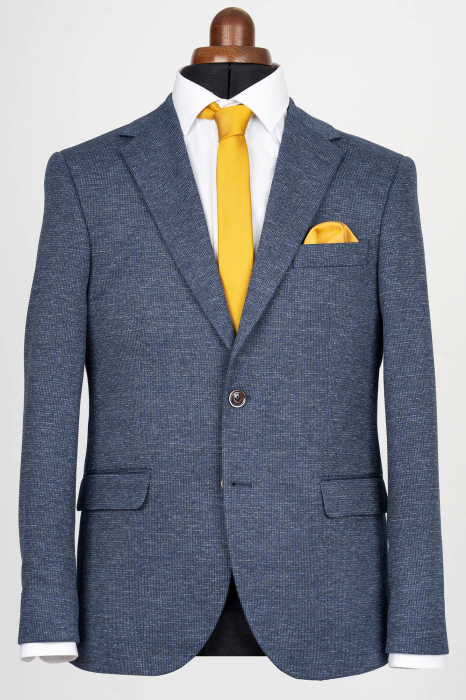 Costum barbati slim fit bleumarin-pepit [2]