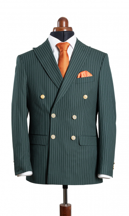 Costum barbati slim fit verde-dungi cu doua randuri de nasturi [6]