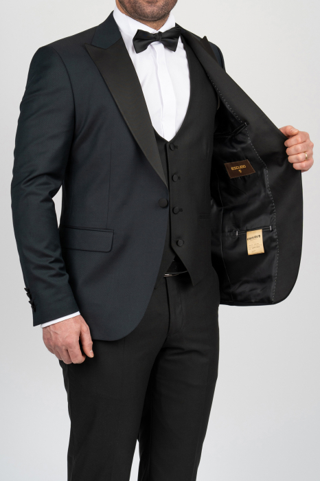 Costum barbati Smoking verde inchis slim fit [3]