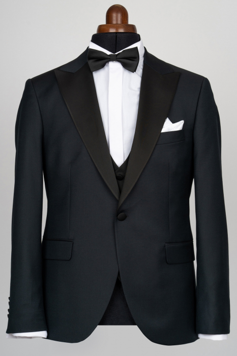 Costum barbati Smoking verde inchis slim fit [5]