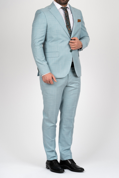 Costum barbati turcoaz deschis slim fit [3]