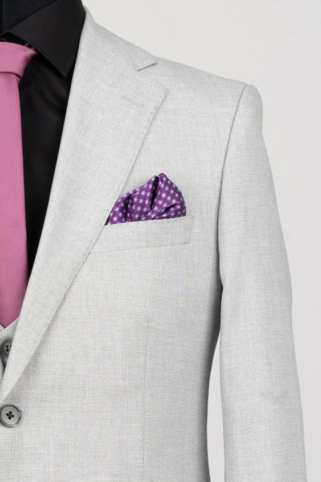Costum cu vesta slim fit gri-deschis [3]