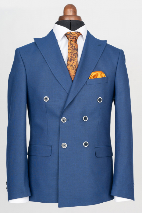 Costum slim bleumarin cu doua randuri de nasturi [2]