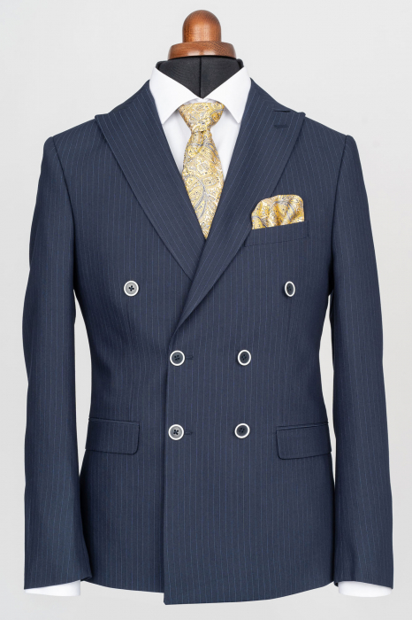 Costum slim bleumarin-dungi  cu doua randuri de nasturi [3]