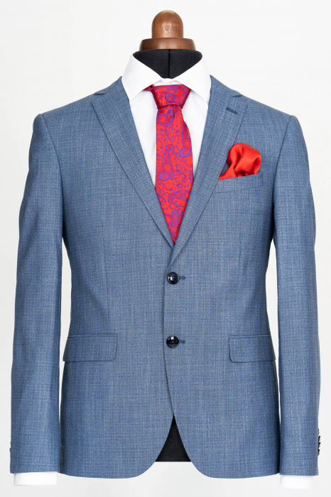 Costum slim fit albastru-pepit [2]