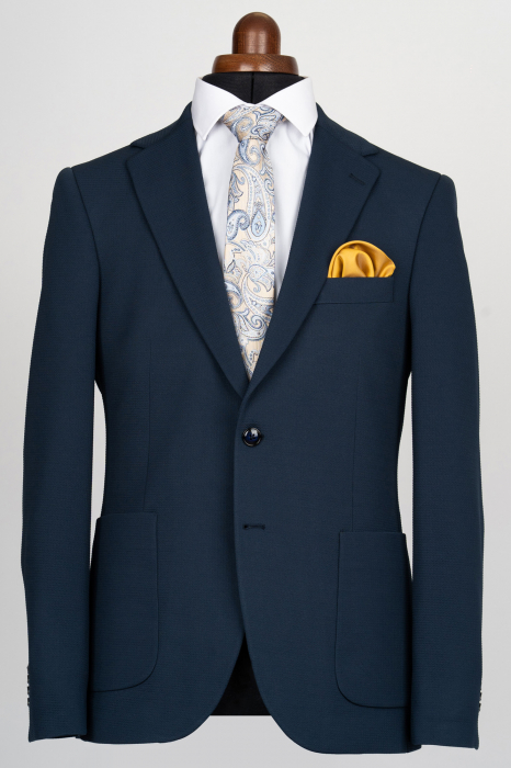 Costum barbati slim fit bleumarin- structurat [2]