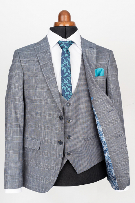 Costum slim gri caro cu vesta [4]