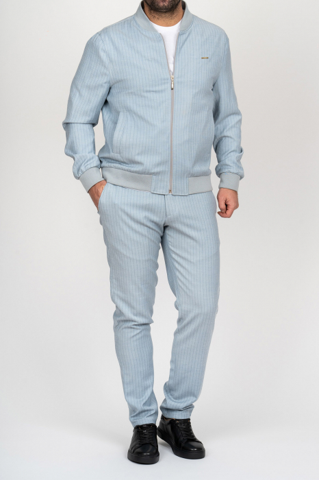 Costum sport - casual slim fit bleu-dungi [2]