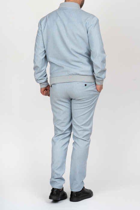 Costum sport - casual slim fit bleu-dungi [3]