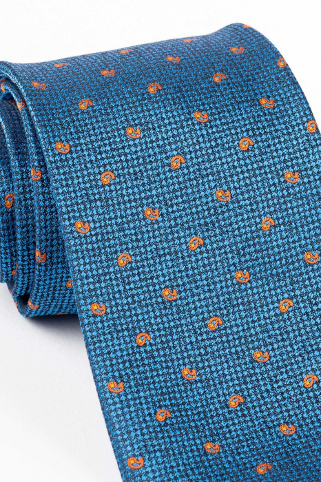 Cravata albastra cu imprimeu caramiziu [2]