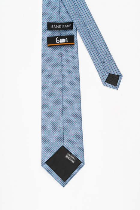 Cravata albastra cu imprimeu geometric bleu si portocaliu [3]