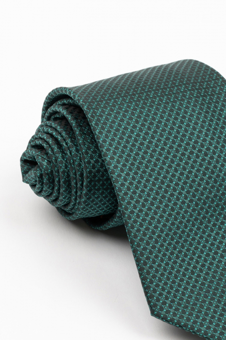 Cravata neagra cu imprimeu geometric verde-inchis [2]