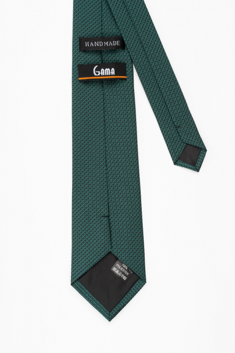 Cravata neagra cu imprimeu geometric verde-inchis [3]