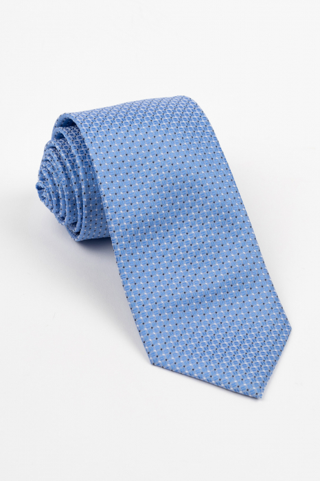 Cravata bleu cu imprimeu geometric alb si negru [1]