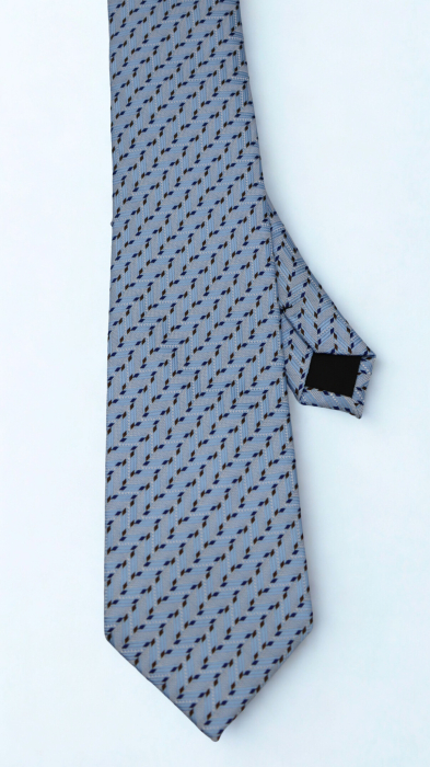Cravata bleu cu imprimeu geometric albastru si maro [2]