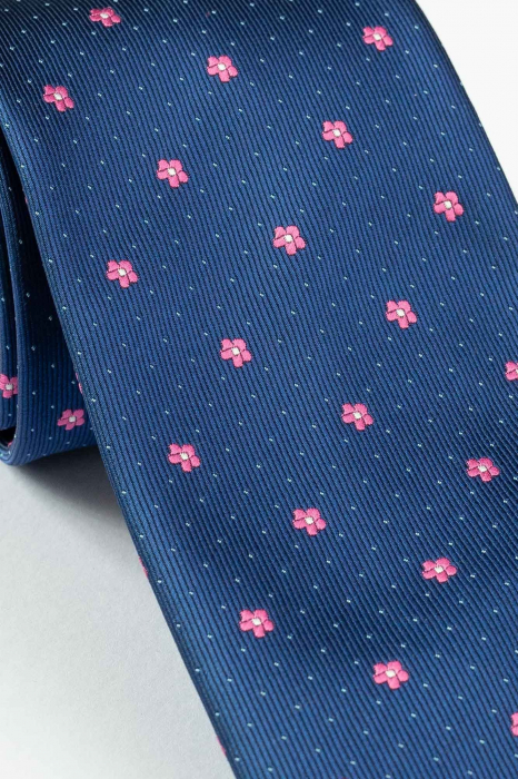 Cravata bleumarin cu elemente florale [2]