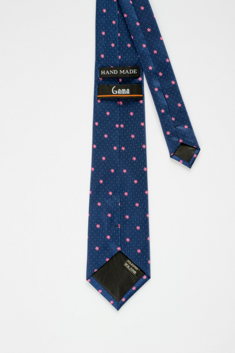 Cravata bleumarin cu elemente florale [3]