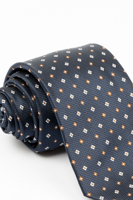 Cravata bleumarin cu imprimeu geometric [2]