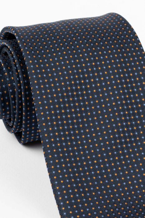 Cravata bleumarin cu picouri bleu si portocalii [2]