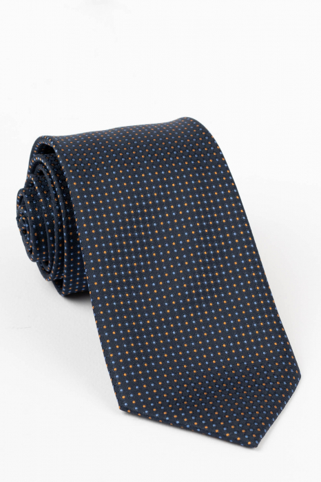 Cravata bleumarin cu picouri bleu si portocalii [1]