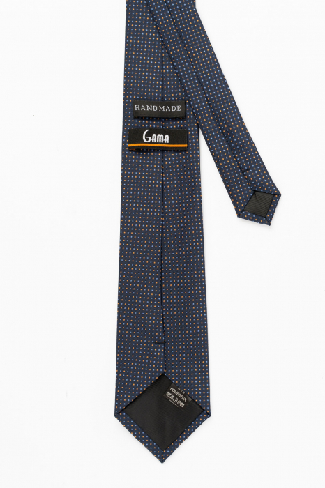 Cravata bleumarin cu picouri bleu si portocalii [3]
