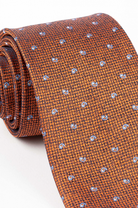 Cravata caramizie cu imprimeu bleu [2]
