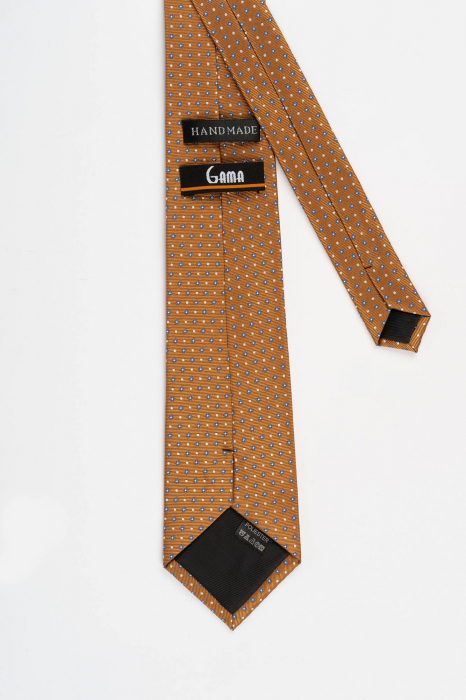 Cravata coniac cu imprimeu geometric albastru [3]