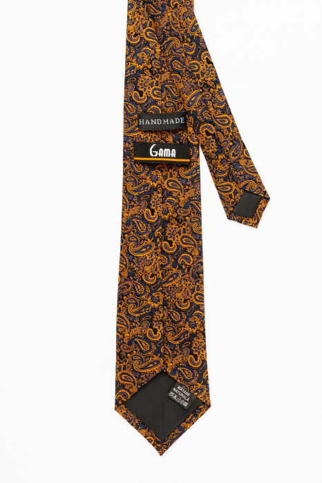 Cravata din matase naturala cu model paisley caramiziu [3]