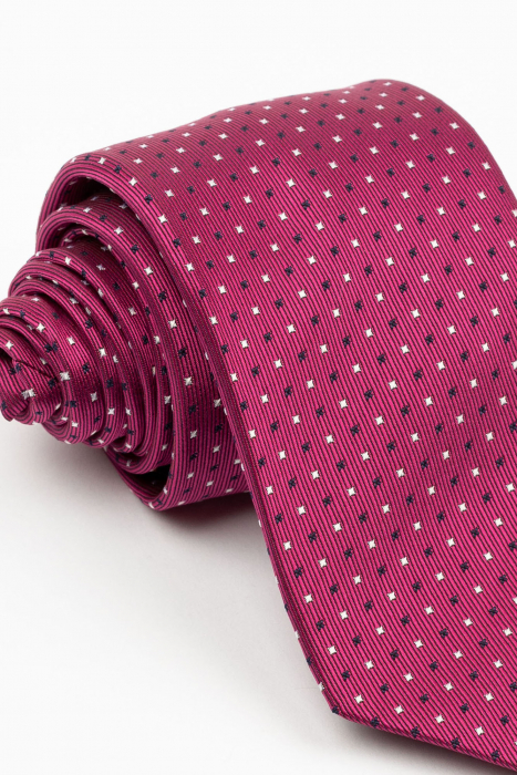 Cravata fucsia cu imprimeu geometric alb si negru [2]