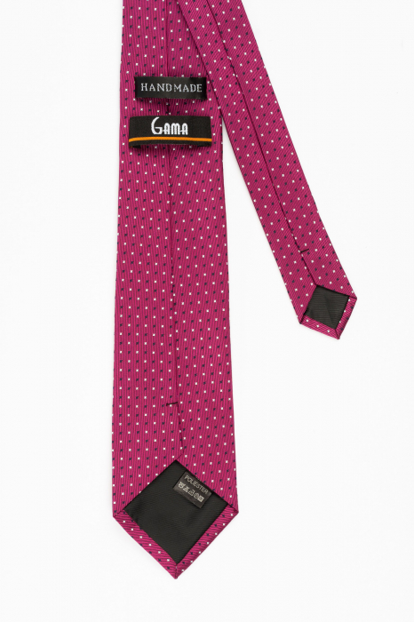 Cravata fucsia cu imprimeu geometric alb si negru [3]