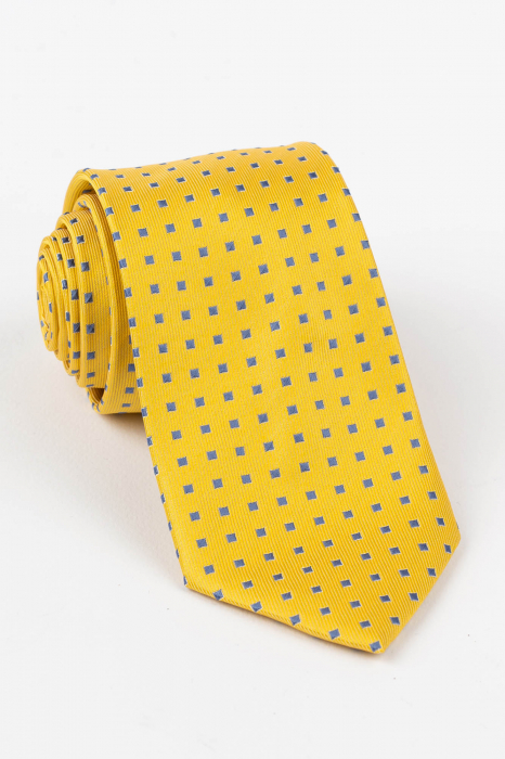 Cravata galbena cu model geometric albastru [1]
